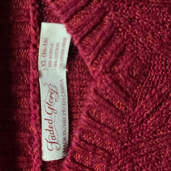 Red XL Faded Glory Cotton Sweater - Picture 2 of 2